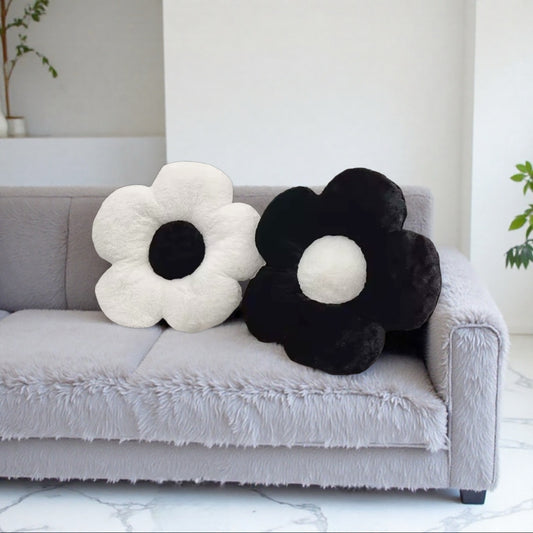 フラワークッション　flower cushion｜ 北欧・韓国・海外インテリアを引き締める、モノクロアクセントクッション【VELLRINA】