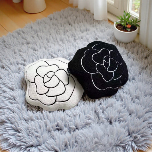 ローズパターンクッション　rose pattern cushion｜ 北欧・韓国・海外インテリアに馴染み、空間に大人の落ち着きをもたらすモノクロクッション【VELLRINA】